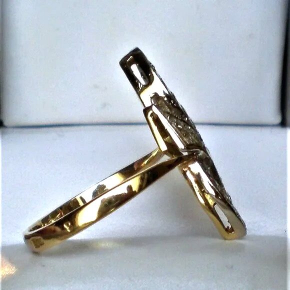 Vintage Russian USSR 18K 750 Yellow White Gold Diamond Cluster Infinity RING - Picture 3 of 8